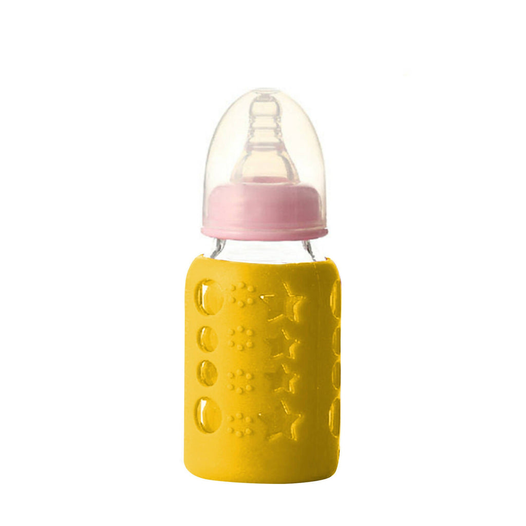Safe-O-Kid Silicone Baby Feeding Bottle Cover Cum Sleeve for Insulated Protection 120mL- Yellow