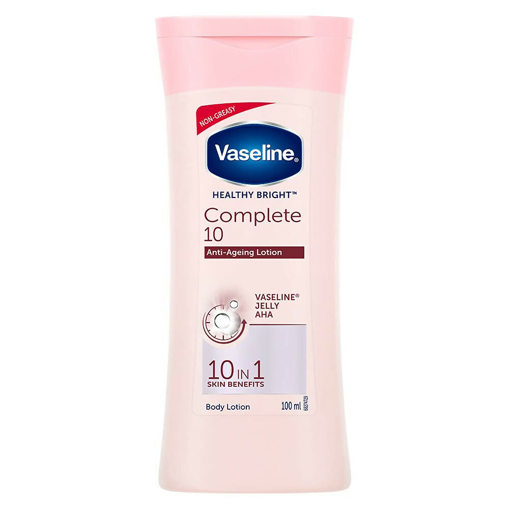 Vaseline Healthy Bright Complete 10 Anti Ageing Body Lotion, 10 in 1 Body Lotion With Vitamin B3, AHA, Pro-Retinol