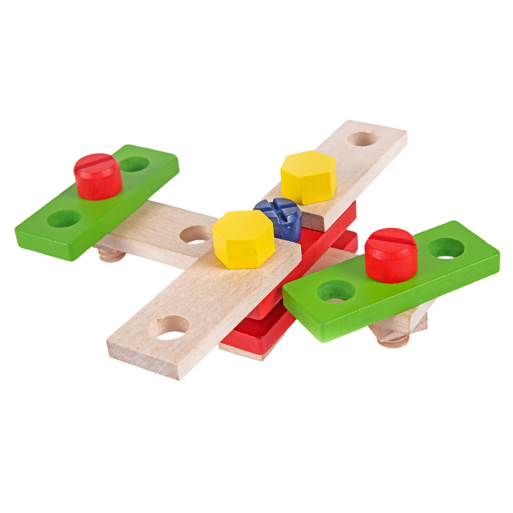 Nesta Toys Wooden Tool Kit Set with Tool Box, Pretend Play Portable Construction Tools Kit Toys for Kids, 36 Piece (3-8 Years)