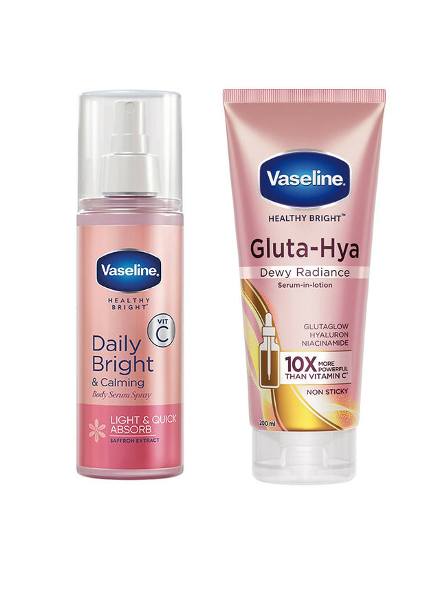 Vaseline Daily Hydration Combo - Gluta Hya Serum-In-Lotion & Daily Bright Body Serum Spray Hover Image