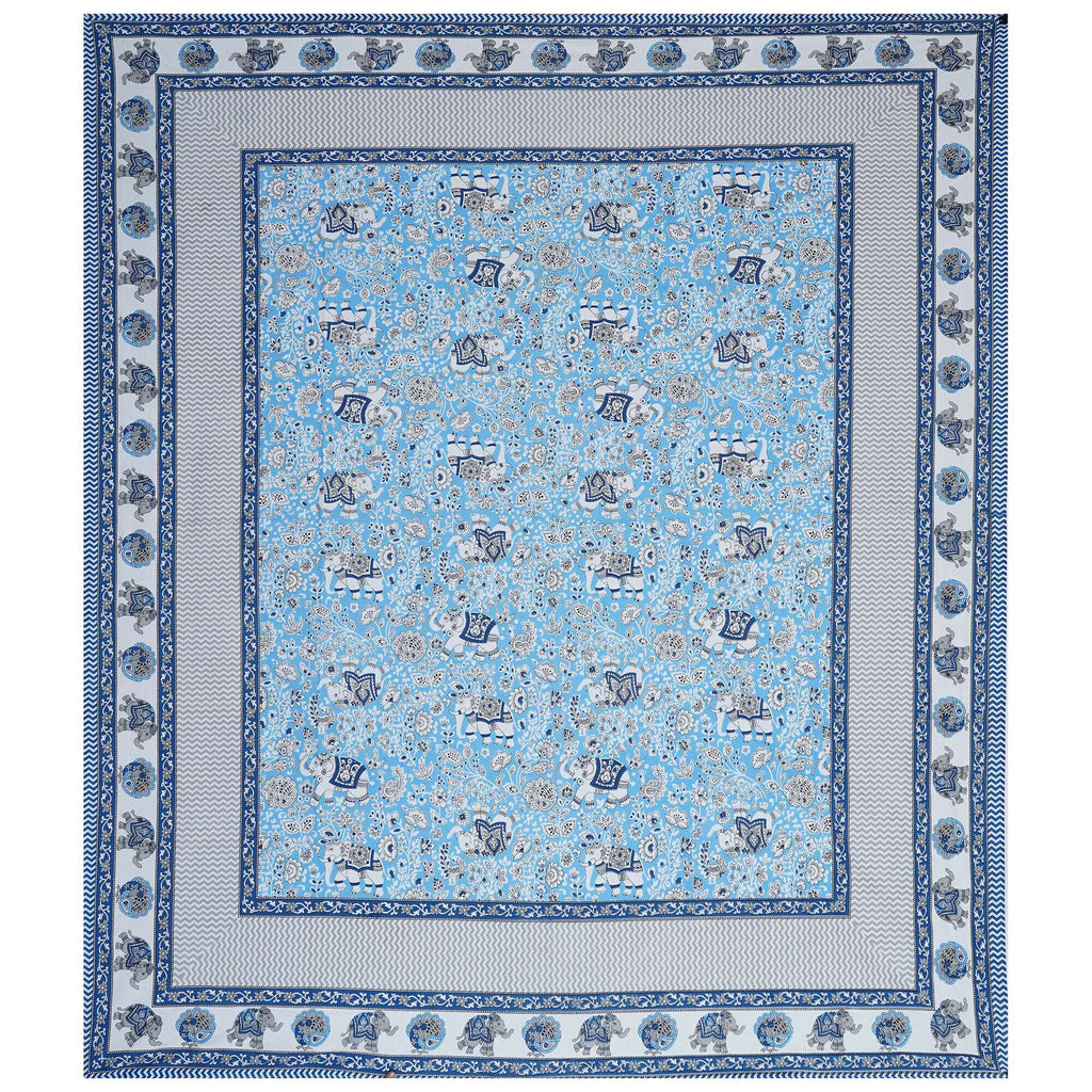 Rudra Bazaar Blue 210 TC Cotton Double King Bedsheet With 2 Pillow Covers