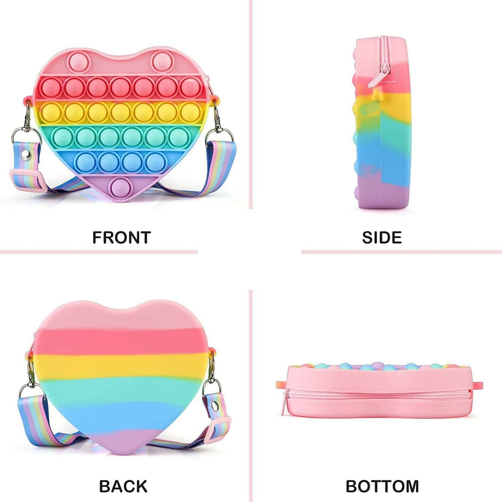 Sardar Ji Ki Dukan Pop It Sling Bag ? Heart Shape Pop It Cross Body Bag For Kids, Birthday Gift For Girls Pouch For Girls (Set 1, Multicolor)