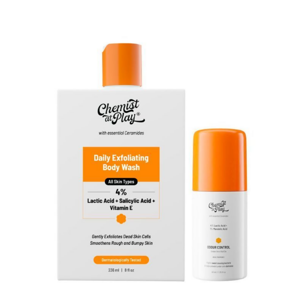 Chemist At Play Lactic Acid Exfoliating Body Wash & AHA Underarm Roll-On Combo