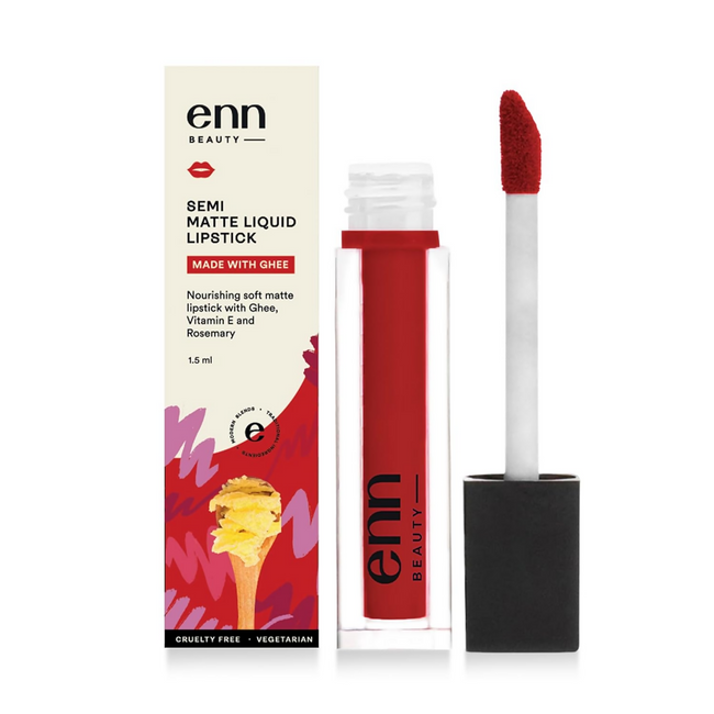 Enn Semi Matte Red Liquid Lipstick - Sangria Red Main Image