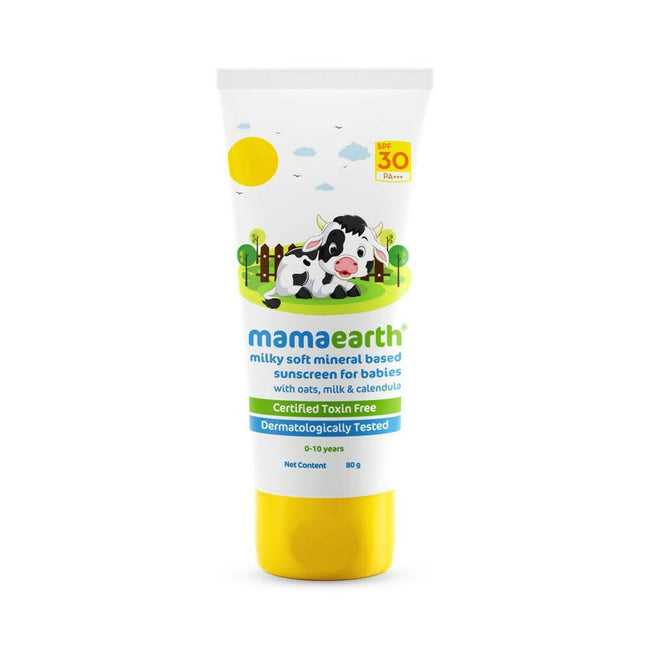 Mamaearth Milky Soft Mineral Based Sunscreen SPF 30 & PA+++ With Oats, Milk and Calendula Hover Image