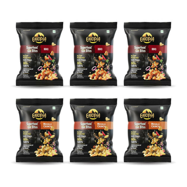 Eatopia Superfood Oats Bites - BBQ & Masala Crunch Combo Hover Image