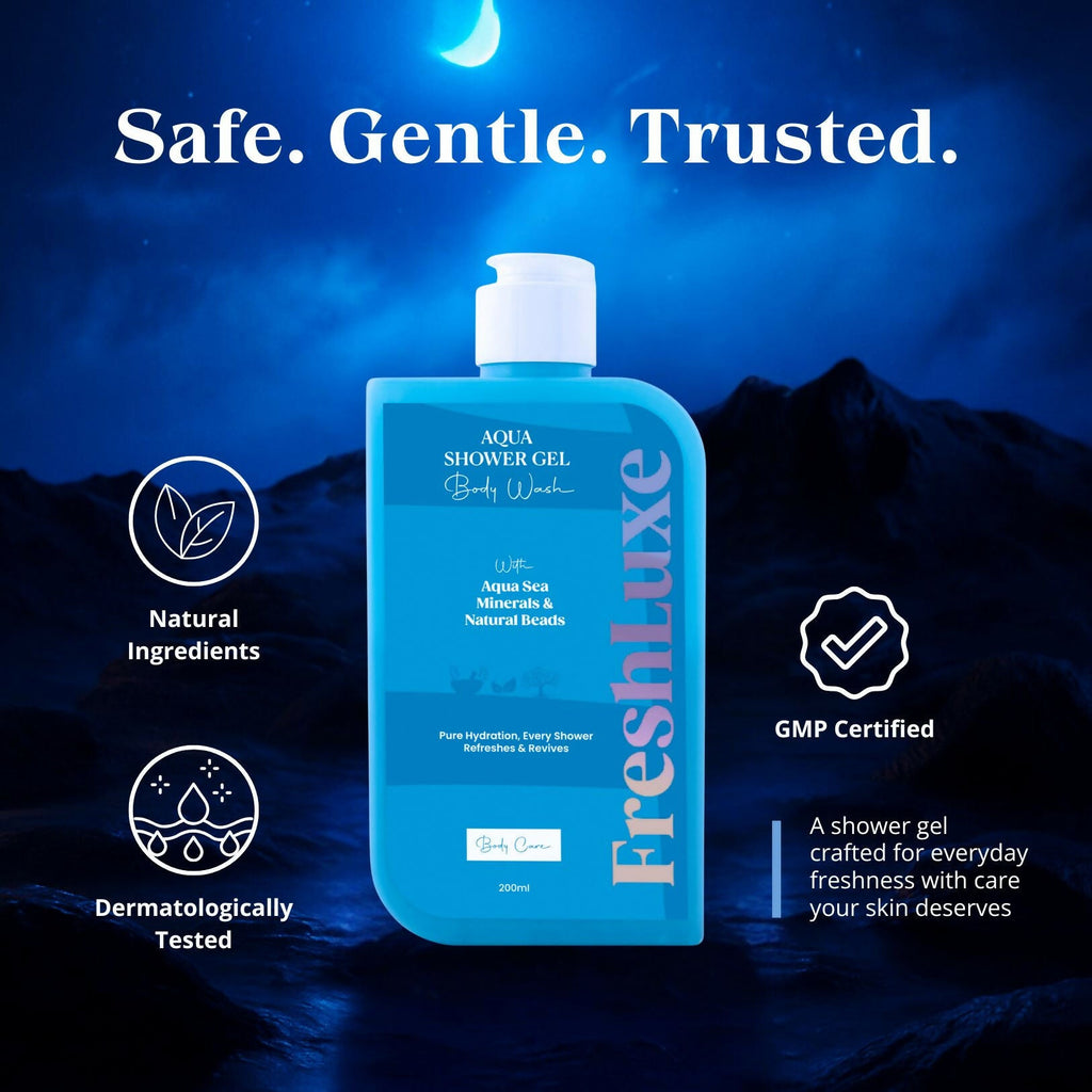 FreshLuxe Aqua Essence Shower Gel Intense Hydration & Exfoliation