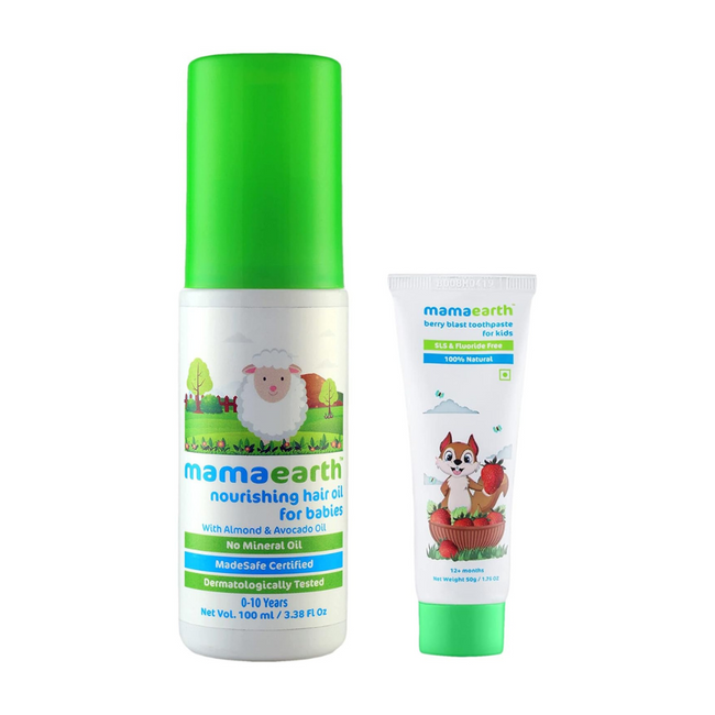 Mamaearth Toothpaste + Hair Oil For Kids Combo Pack Hover Image