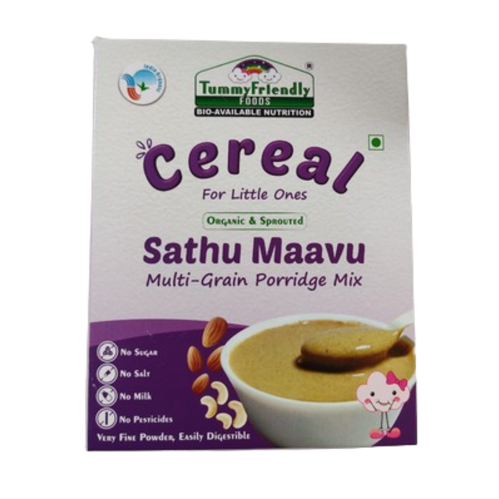 TummyFriendly Foods Organic Sprouted Sathu Maavu Porridge Mix ,Made of Sprouted Ragi, Whole Grains, Pulses & Nuts