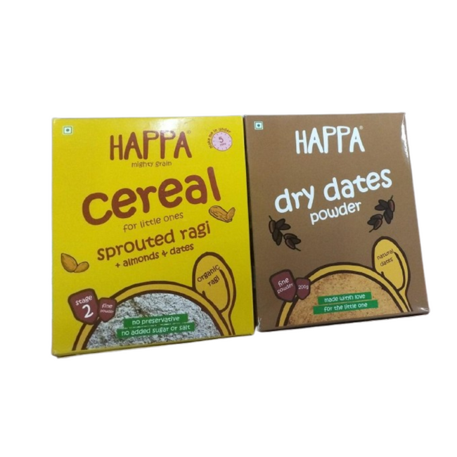 Happa Organic Baby Food Sprouted Ragi, Almonds + Dates Porridge Mix Combo Hover Image