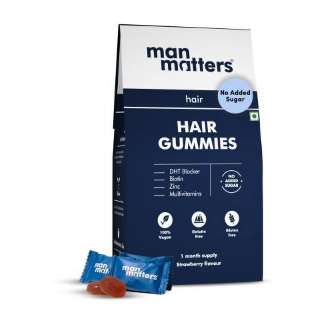 Man Matters Biotin Nourish Hair Gummies With Multivitamins (Sugar Free) - Strawberry Flavor With Zinc & Multivitamins Hover Image
