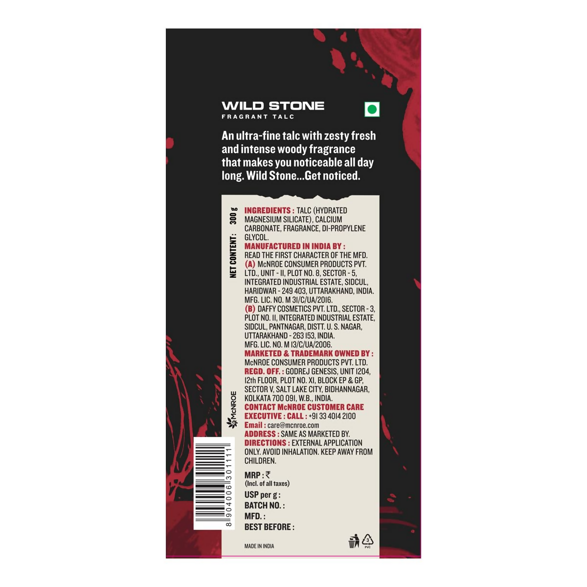 Wild Stone Ultra Sensual Talcum Powder For Men