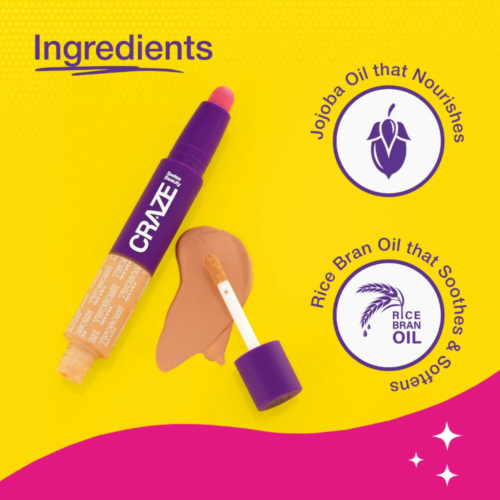 Swiss Beauty Craze Twosome Face Stick 2-In-1 Beauty Wand Concealer and Blush - 1 Fair - Rose