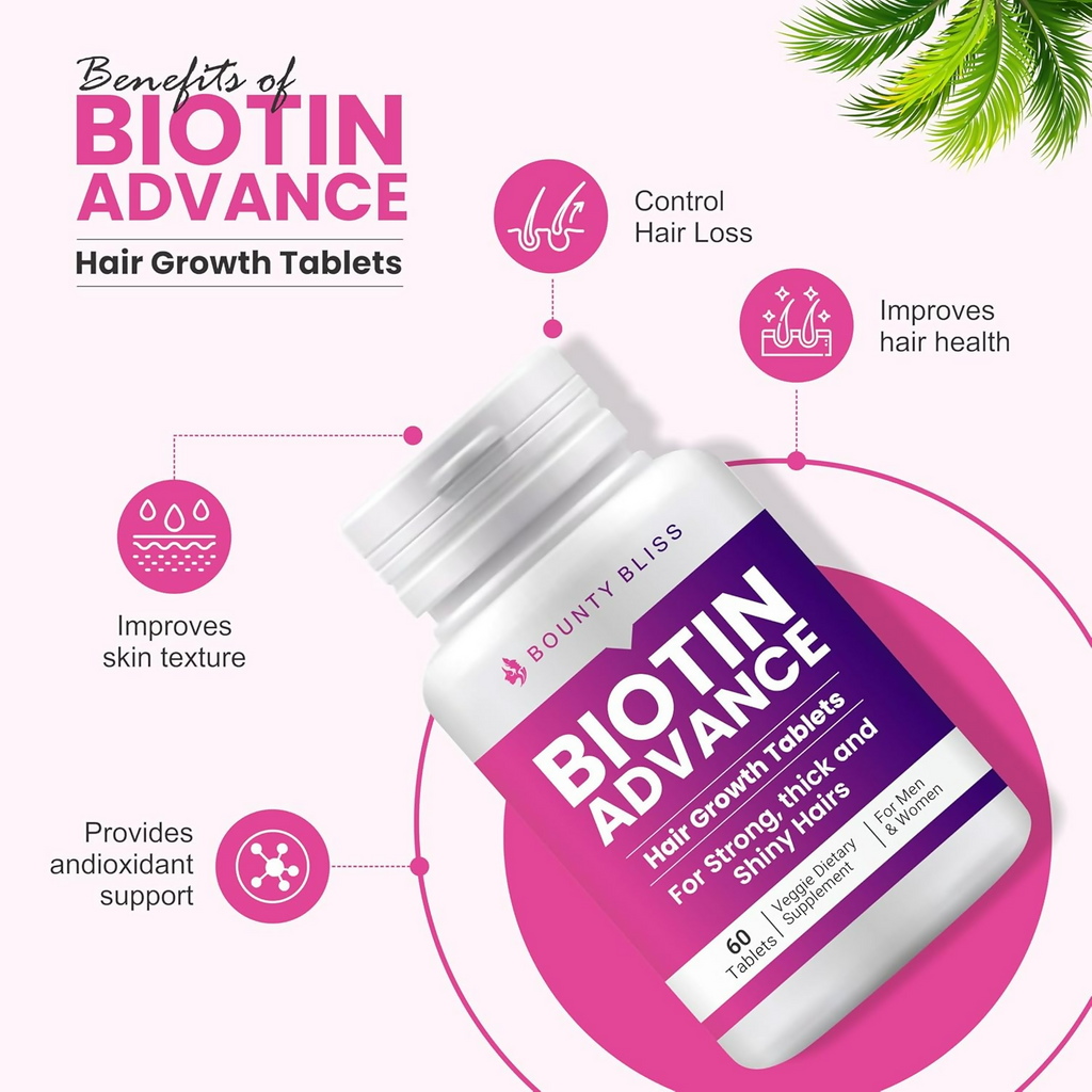Bounty Bliss Biotin Advance Hair Growth Tablets Beauty & Hair Growth Gummies