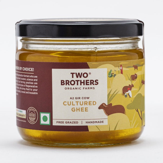 Two Brothers Organic Farms A2 Gir Cow Cultured Ghee | Cultured Cow Desi Ghee | Curd-Churned Bilona Ghee | Pure, Natural, and Healthy Hover Image