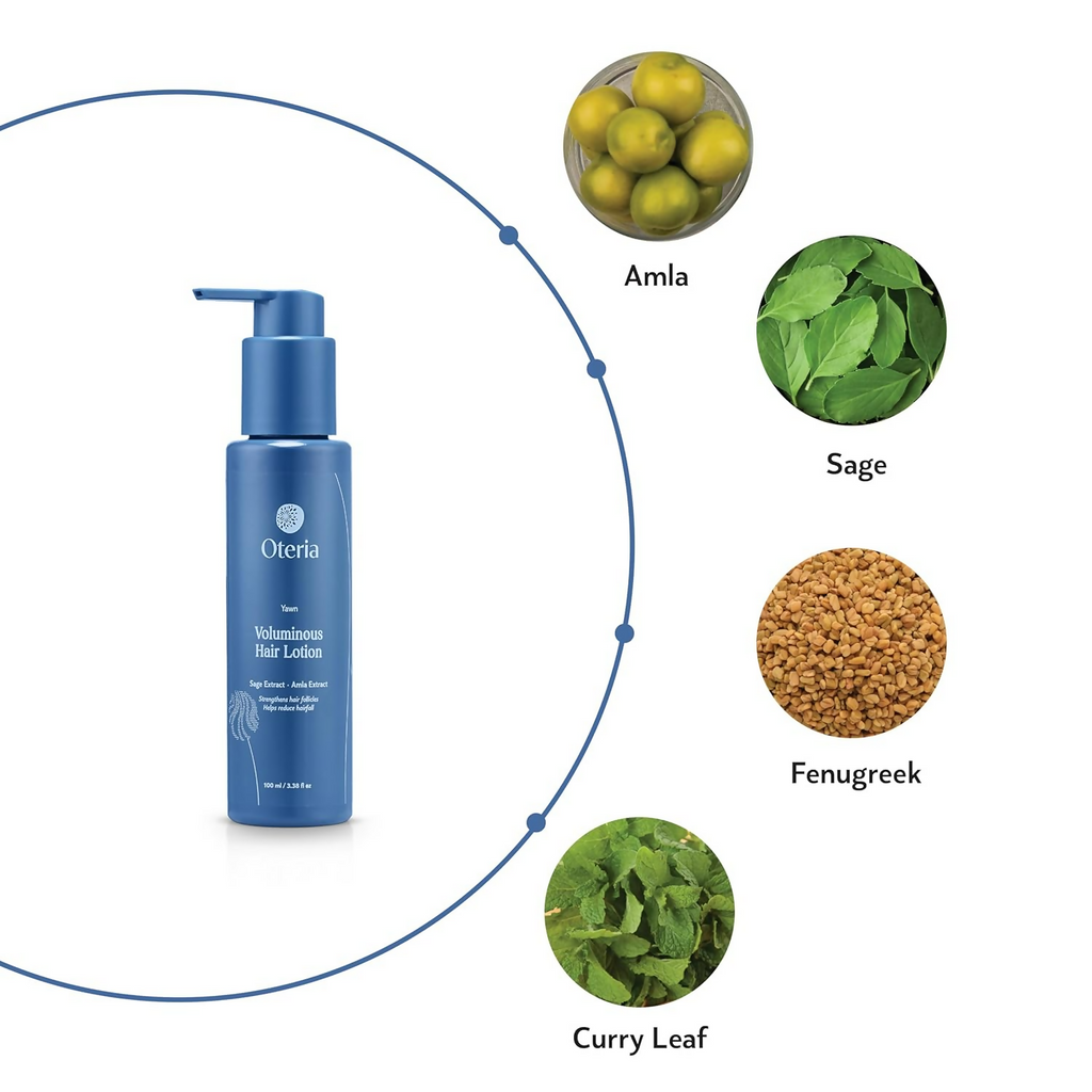 Oteria Luxury Voluminous Hair Lotion with Amla Fenugreek Sage and Curry Leaf & Hair Lotion & Serum For Hair Fall