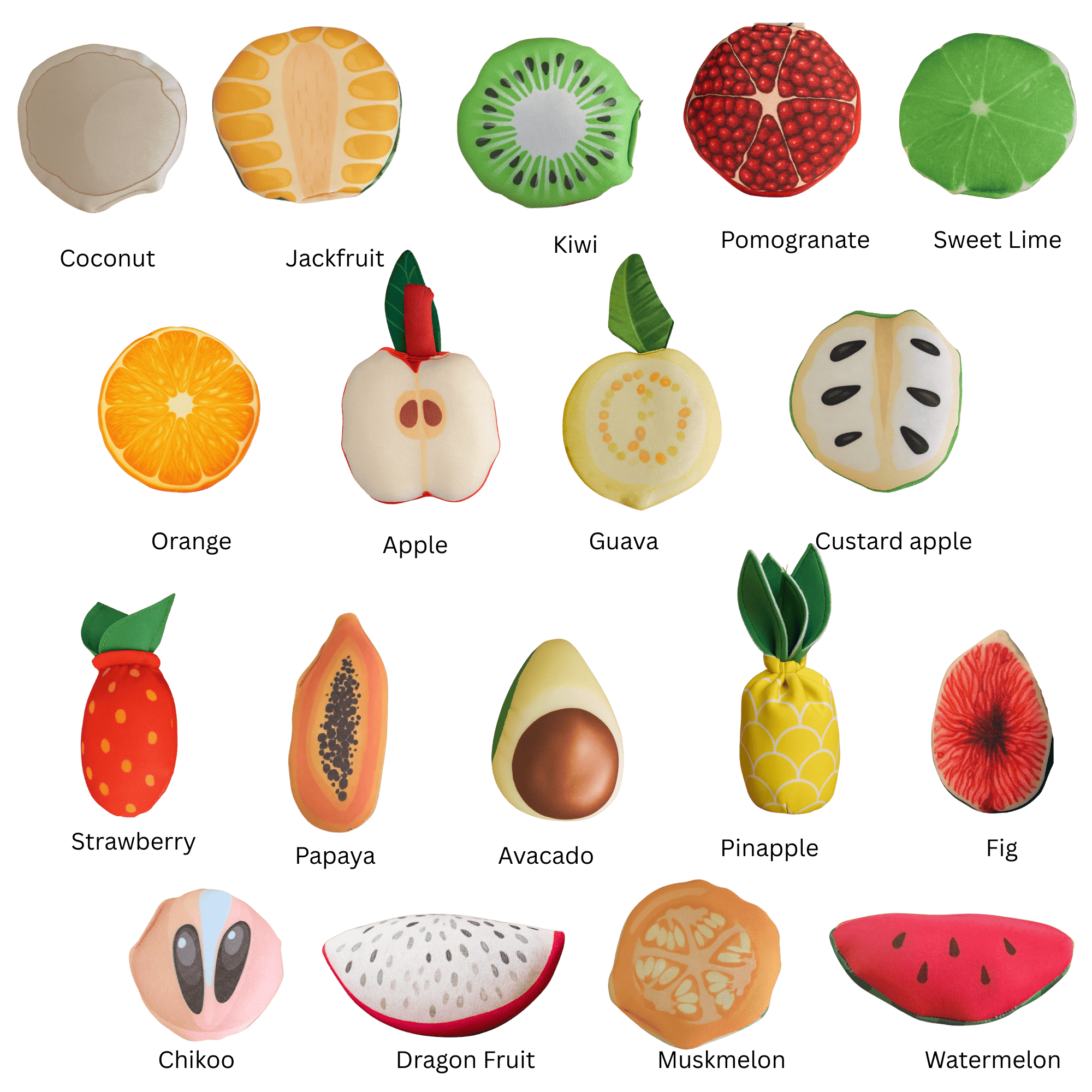 The Small Wonderland Pretend Play Fruits- 18-Piece Pretend Play Fruits Set