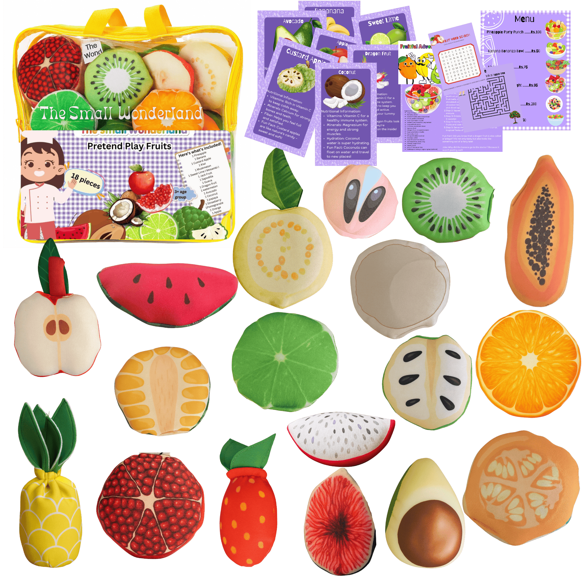 The Small Wonderland Pretend Play Fruits- 18-Piece Pretend Play Fruits Set