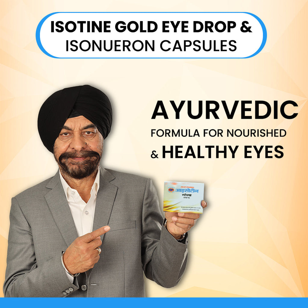 Jagat Pharma Isotine Gold Eye Drops & Capsules - Empowering Vision's Strength