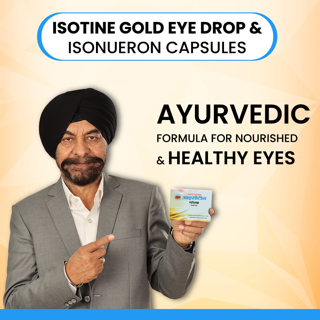 Jagat Pharma Isotine Gold Eye Drops & Capsules - Empowering Vision's Strength