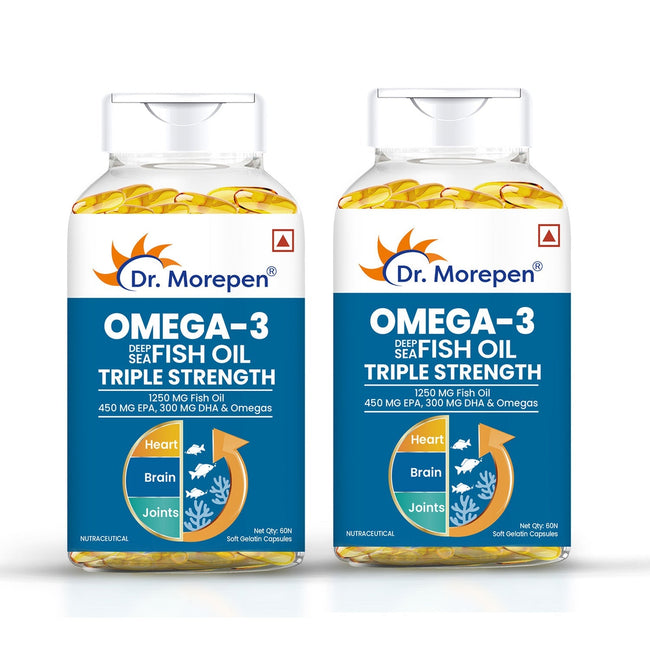 Dr. Morepen Omega-3 1250Mg Deep Sea Fish Oil Triple Strength Softgel Capsules Main Image