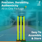 Vifitkit Cricket Stumps with Stand & Bails (Black and Flourescent Green)