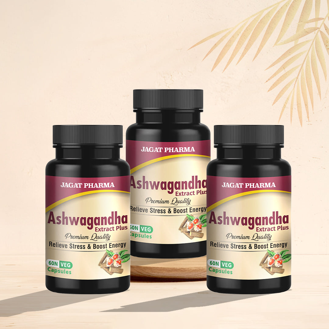 Jagat Pharma Ashwagandha Capsules | Helps Relieve Stress and Anxiety