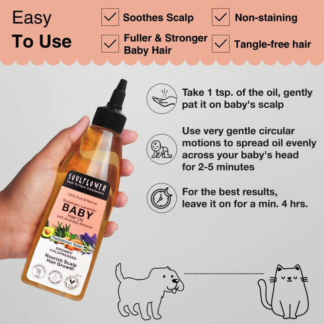 Soulflower Rosemary Lavender Baby Hair Oil Main Image