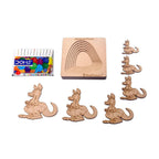 Kraftsman Stack up Puzzles/ Layered Puzzle Kangaroo Shape for Kids | Color Kit Included | 6 Pieces Puzzle