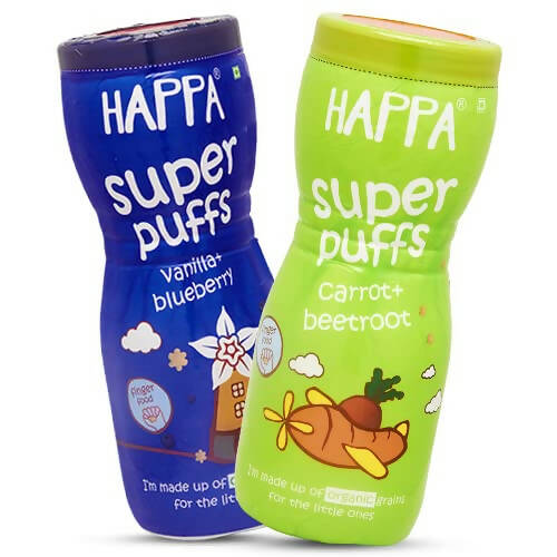 Happa Organic Multigrain Vanilla Blueberry & Carrot Beetroot Melts Super Puffs Combo(8 Months+)