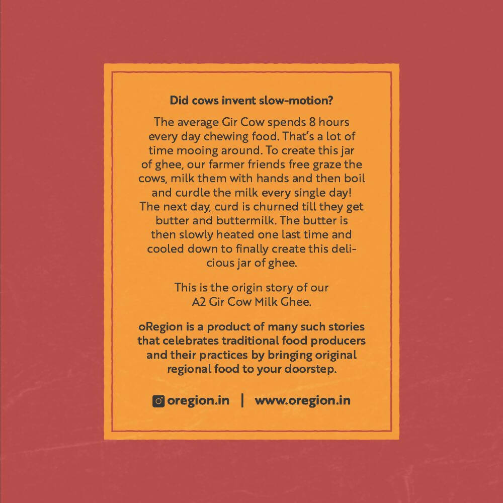 oRegion A2 Gir Cow Ghee | 100% Gir Cow Ghee | Organic Desi Ghee From Gir Cow