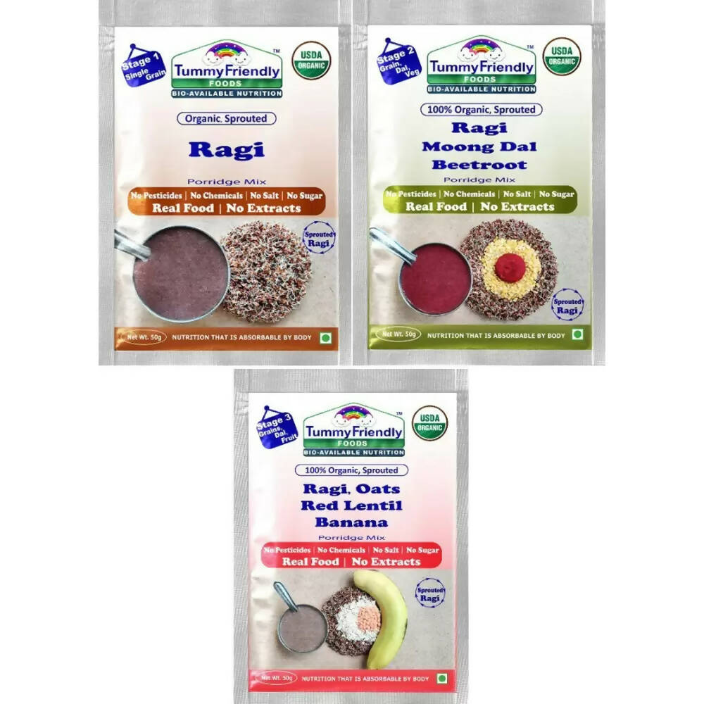 TummyFriendly Foods Certified Ragi Porridge Mixes - Stage1, Stage2, Stage3