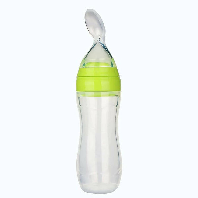 Safe-O-Kid Easy Squeezy Silicone Food Feeder Spoon (Soft Tip) Bottle- Green- 90mL Hover Image