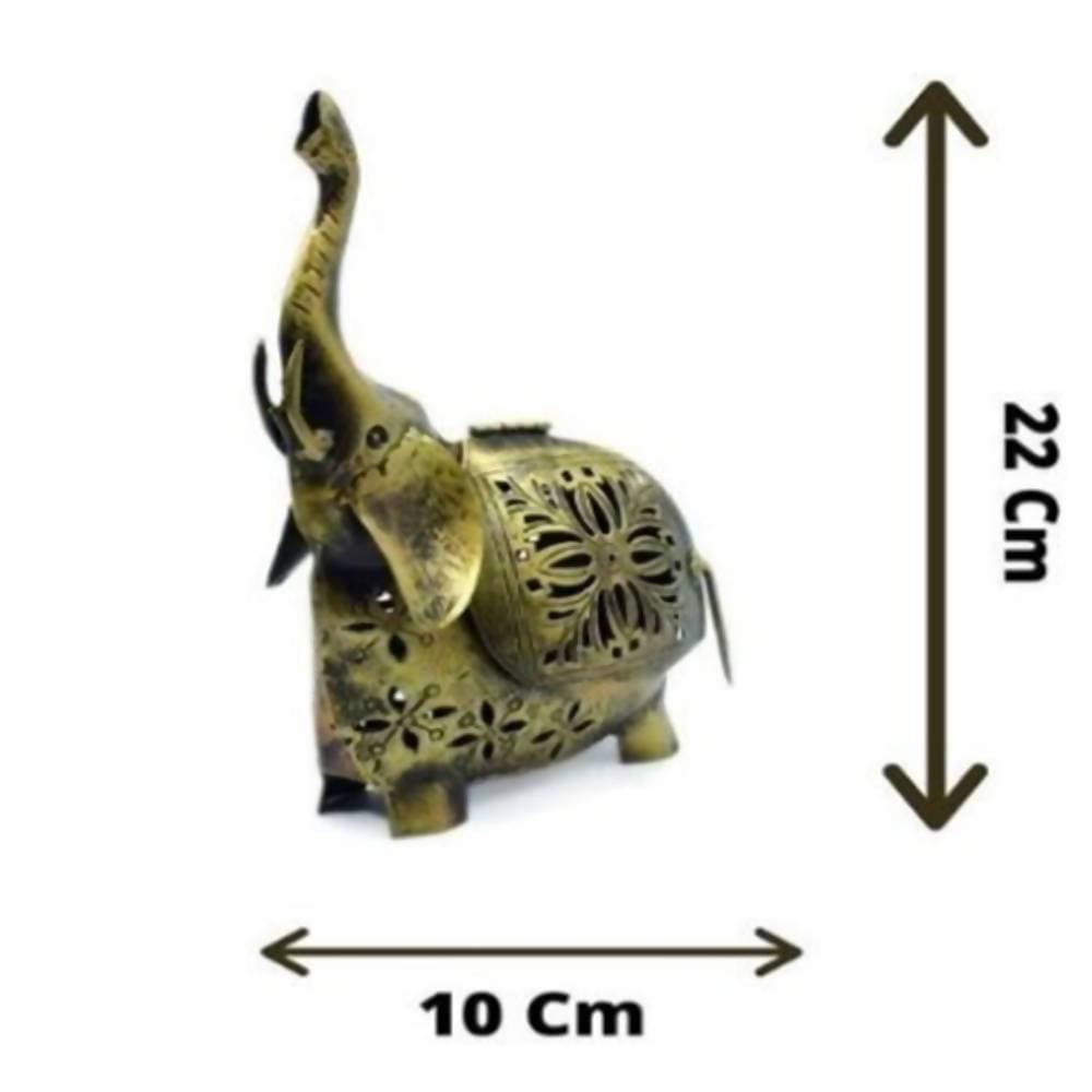 Puja N Pujari Elephant Design Metal Tealight Candle Holder