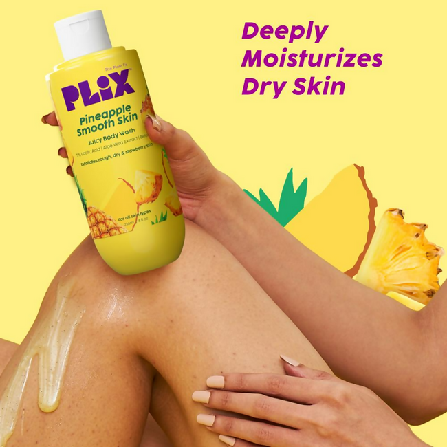 PLIX The Plant Fix Pineapple 5% Lactic Acid Body Wash Exfoliates Dry, Rough & Strawberry Skin Main Image