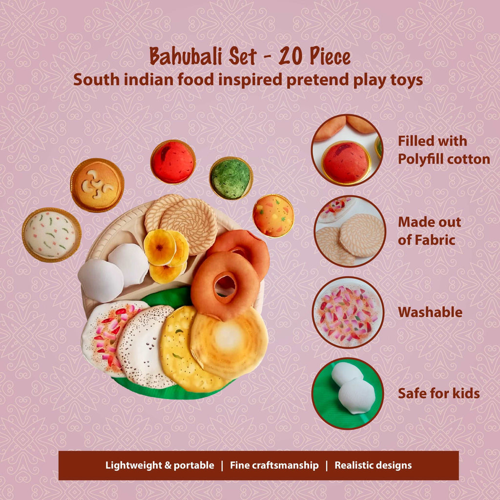 The Small Wonderland Bahubali Set-20 Piece Set-South Indian food inspired Pretend Play Food Toys