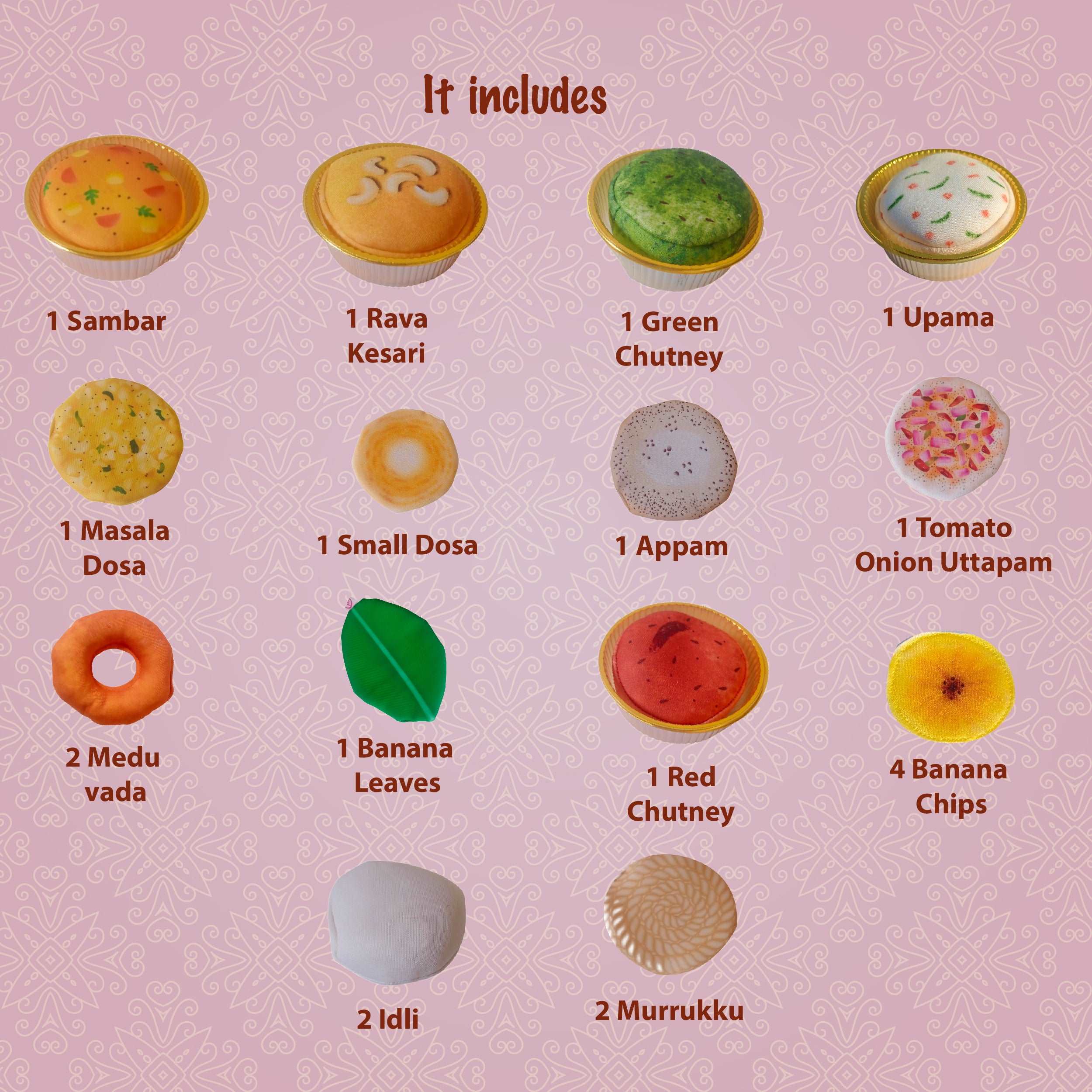 The Small Wonderland Bahubali Set-20 Piece Set-South Indian food inspired Pretend Play Food Toys