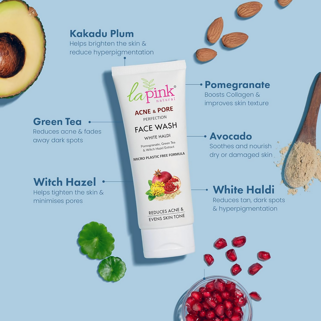 La Pink Acne & Pore Perfection Face Wash With White Haldi & Green Tea