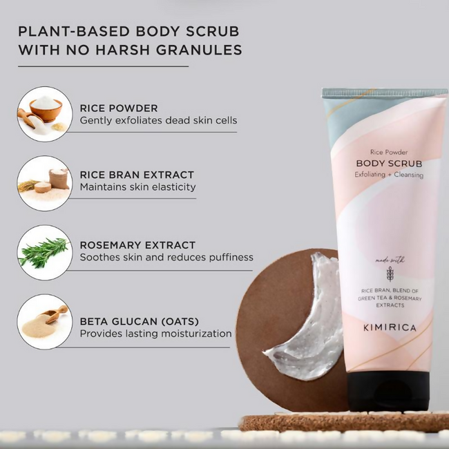 Kimirica Rice Powder Body Scrub Exfoliating + Cleansing For Soft & Smooth Skin Main Image