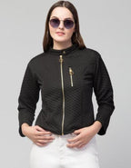 PAVONINE Black Color Burfi-Design Zipper Jacket For Girls