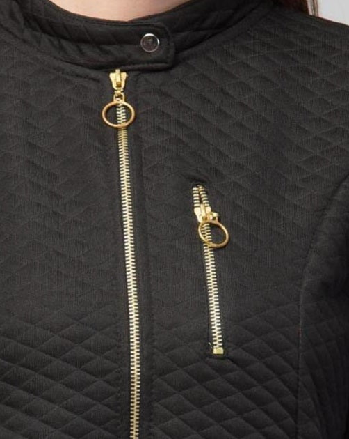 PAVONINE Black Color Burfi-Design Zipper Jacket For Girls