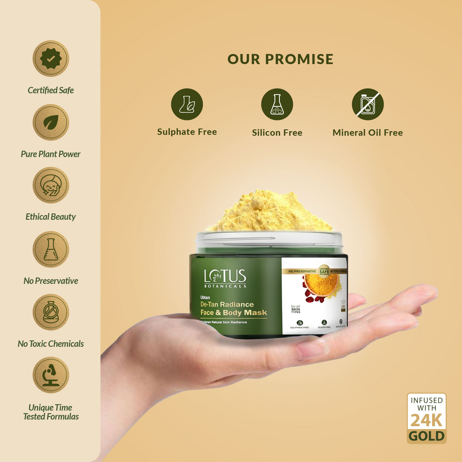 Lotus Botanicals Ubtan De-Tan Radiance Face & Body Mask