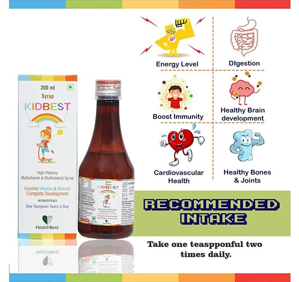 HealthBest Kidbest Multivitamin & Multimineral Syrup for Kids