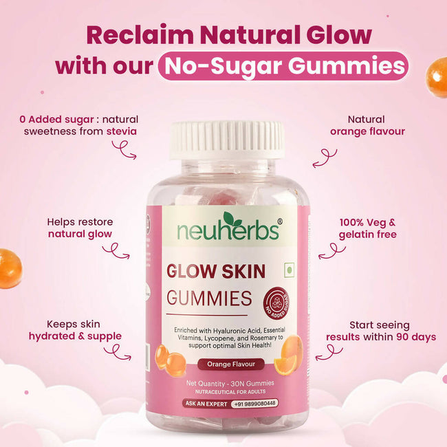 Neuherbs Glow Skin Gummies (No Added Sugar) - Orange Flavor Main Image