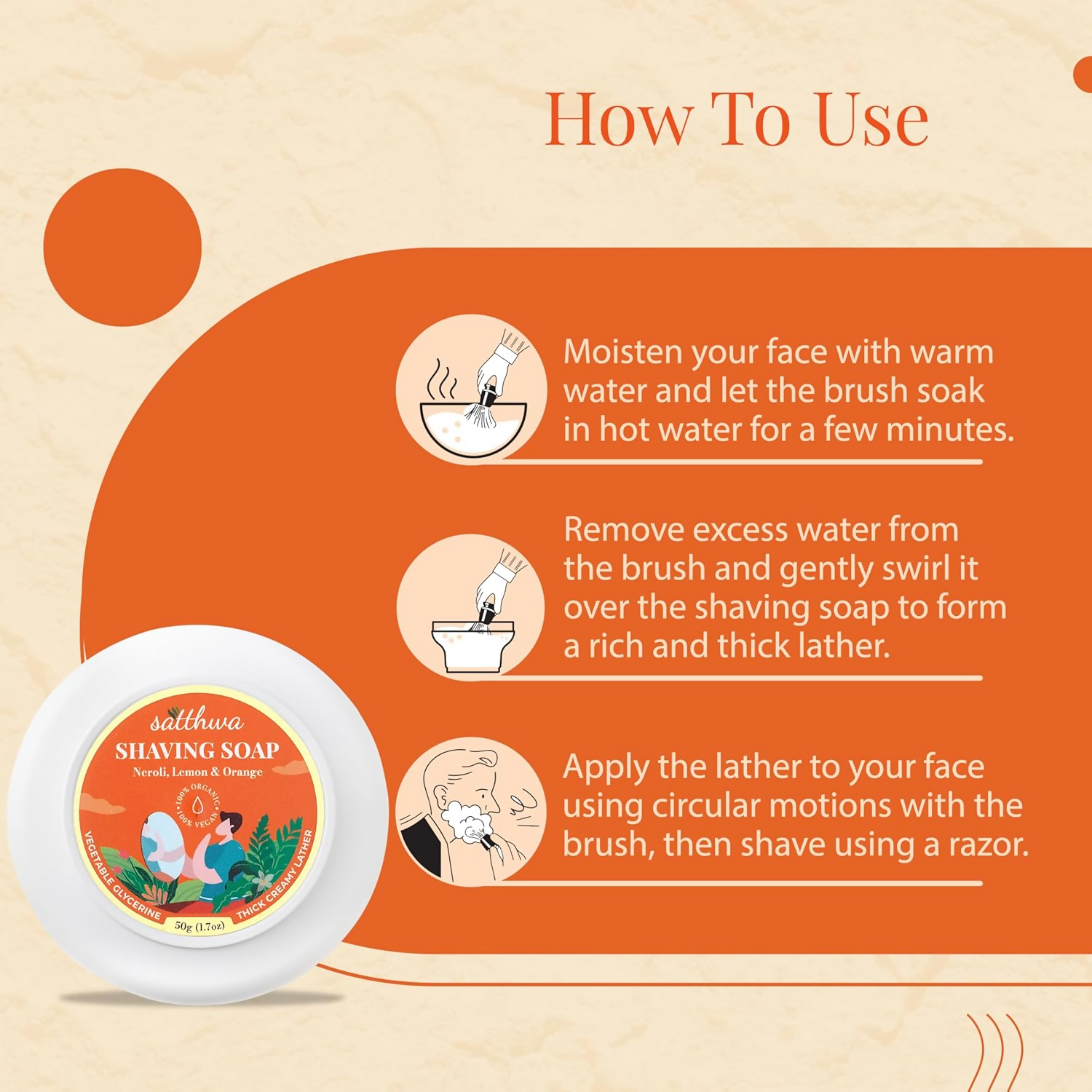 Satthwa Shaving Soap infused With Neroli, Lemon & Orange