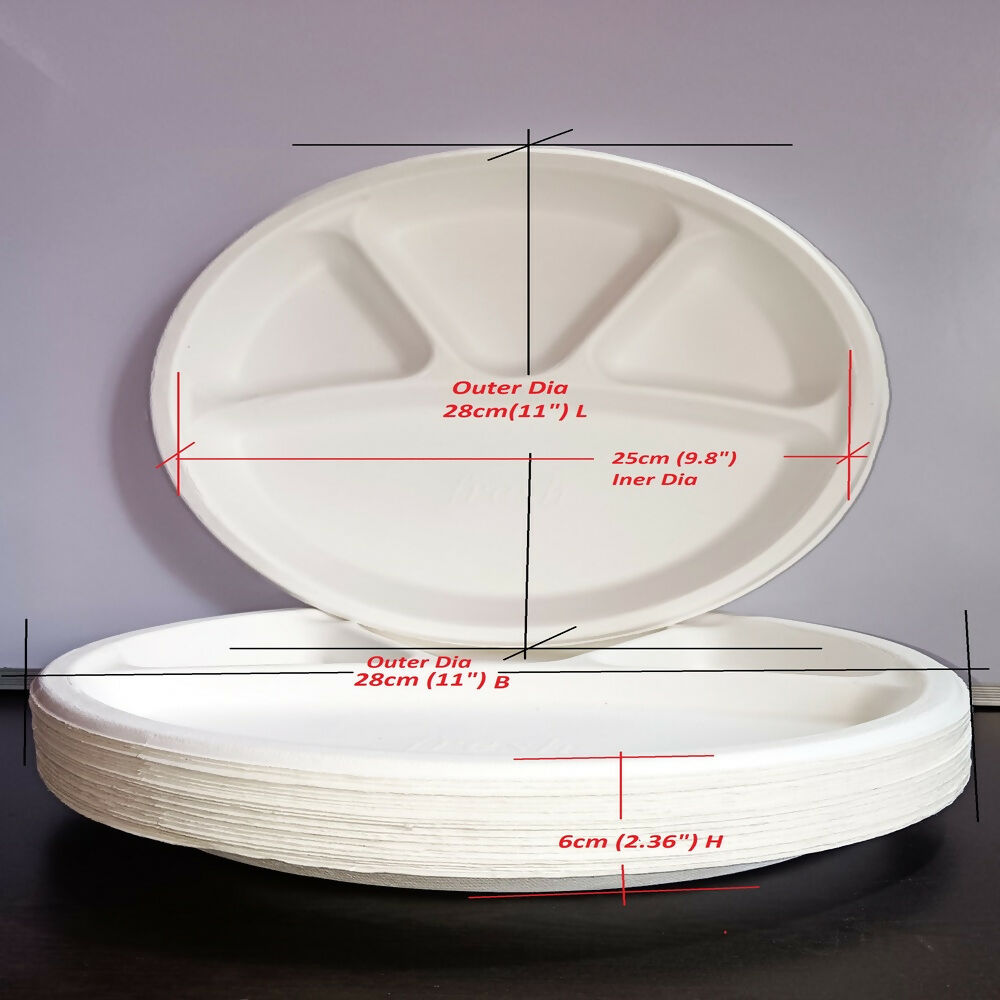 Disposable 4 compartment Plates