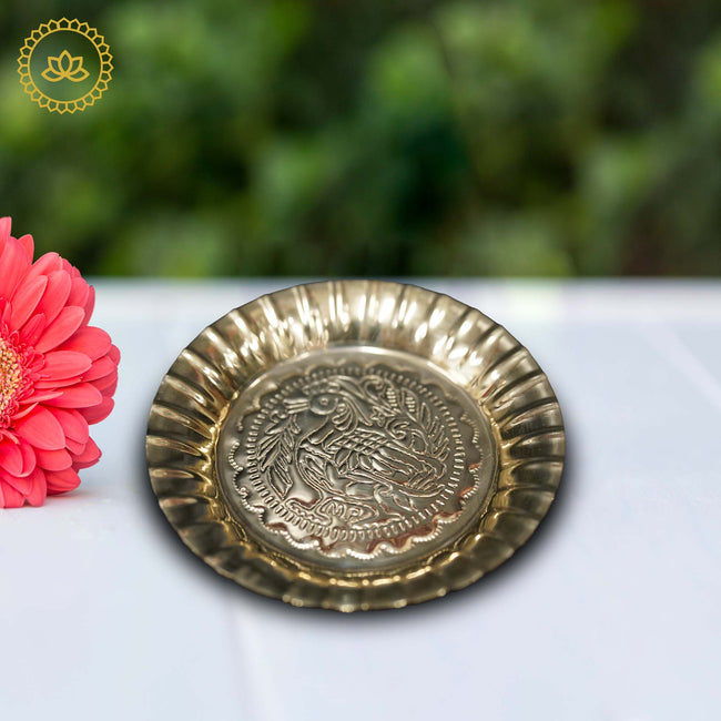 Brass Naxi Plate Aarthi: Embrace Sacred Rituals and Devotion Hover Image