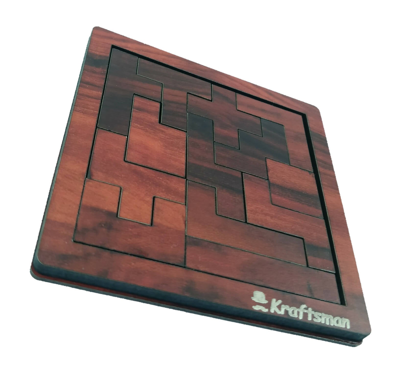 Kraftsman Portable Wooden Tetris Puzzle | 13 Pieces Puzzle Board for Kids and Adults | Travel Pouch Included