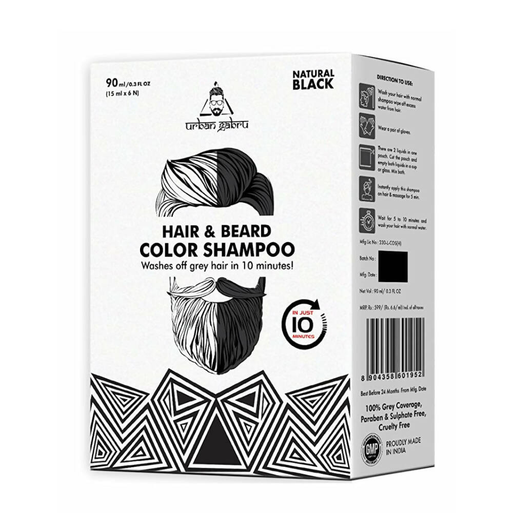 Urbangabru Hair & Beard Color Shampoo - Natural Black