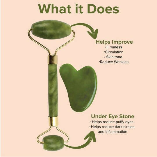 Favon Pack of Facial Roller & Gua Sha for Face, Neck Toning, Firming and Serum Application Main Image